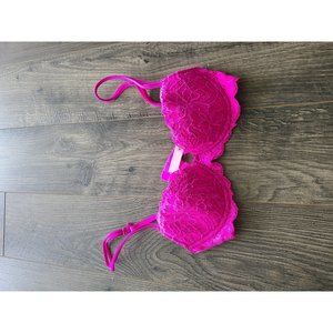 VS Lace Pink Bra 32B - lightly lined demi